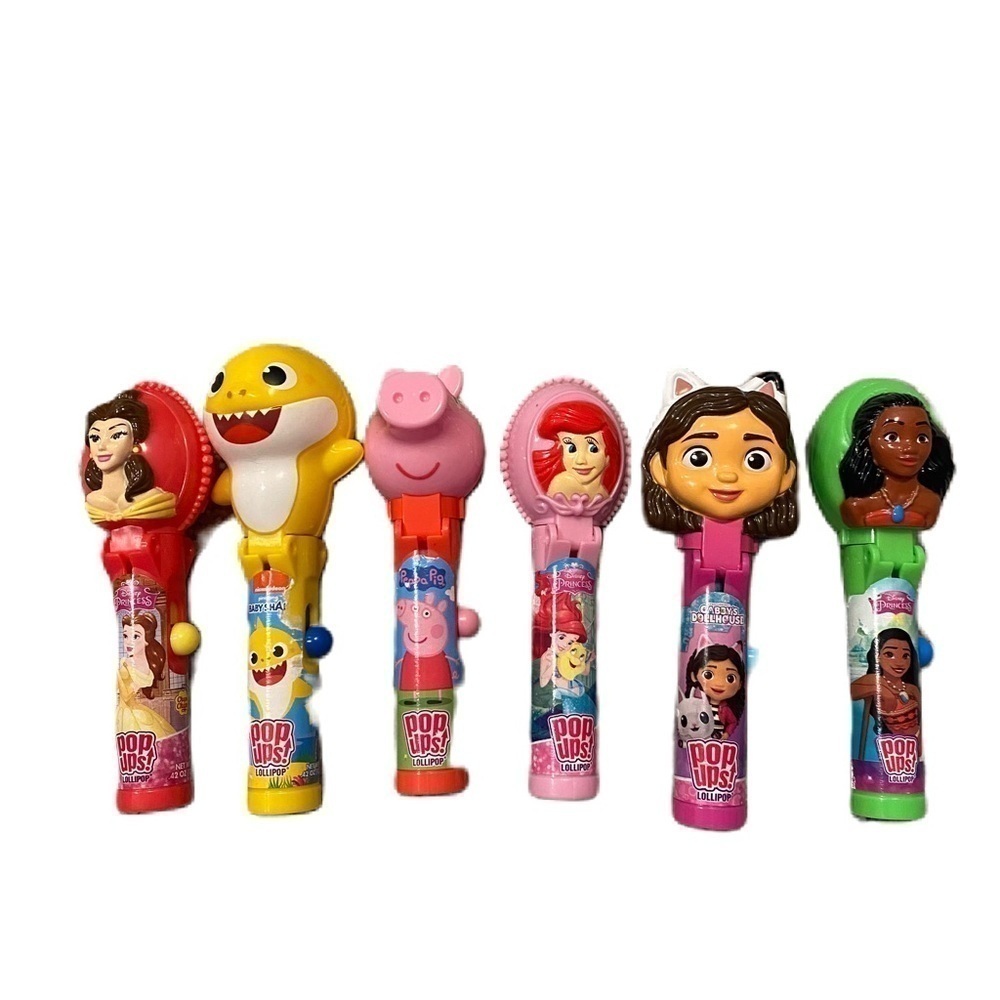 Pop Ups Lollipop Holder Bundle Lot Belle Baby Shark Peppa Pig Ariel Gabby Moana